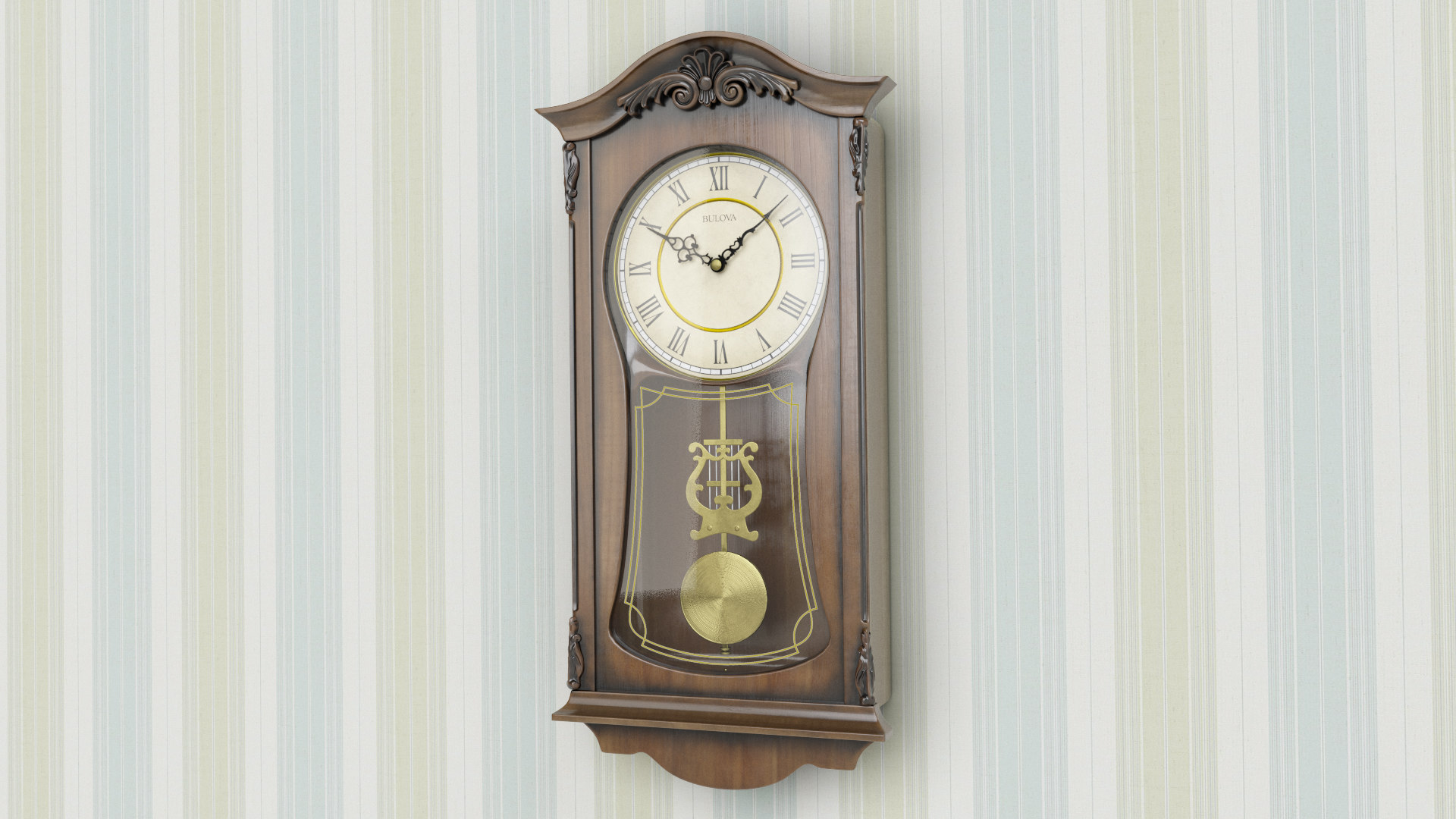 3D bulova pendulum wall clock model TurboSquid 1511156