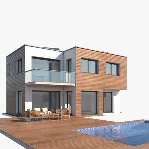 3D contemporary house model