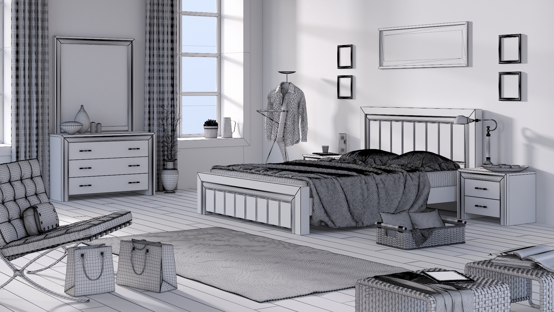 室内卧室场景3d模型