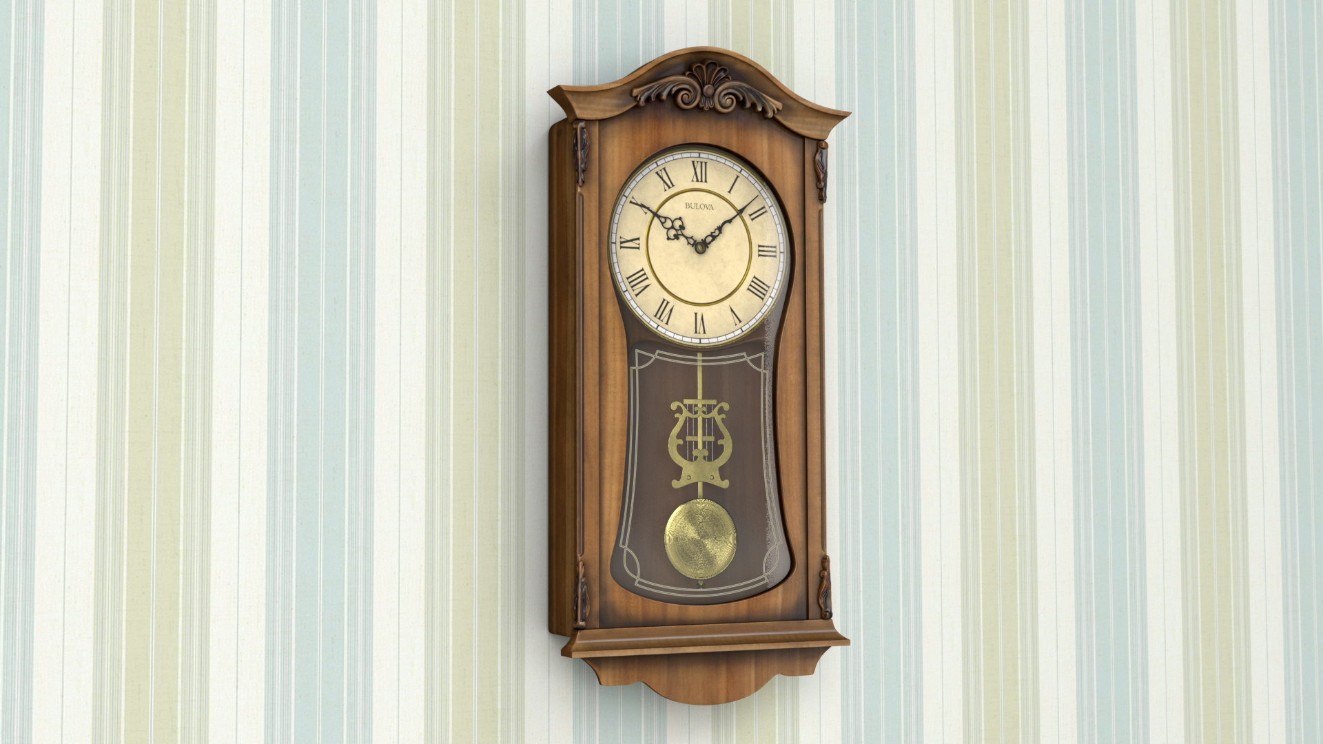 Bulova pendulum wall clock model TurboSquid 1511589