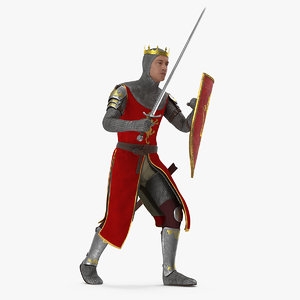 3D crusader knight king rigged