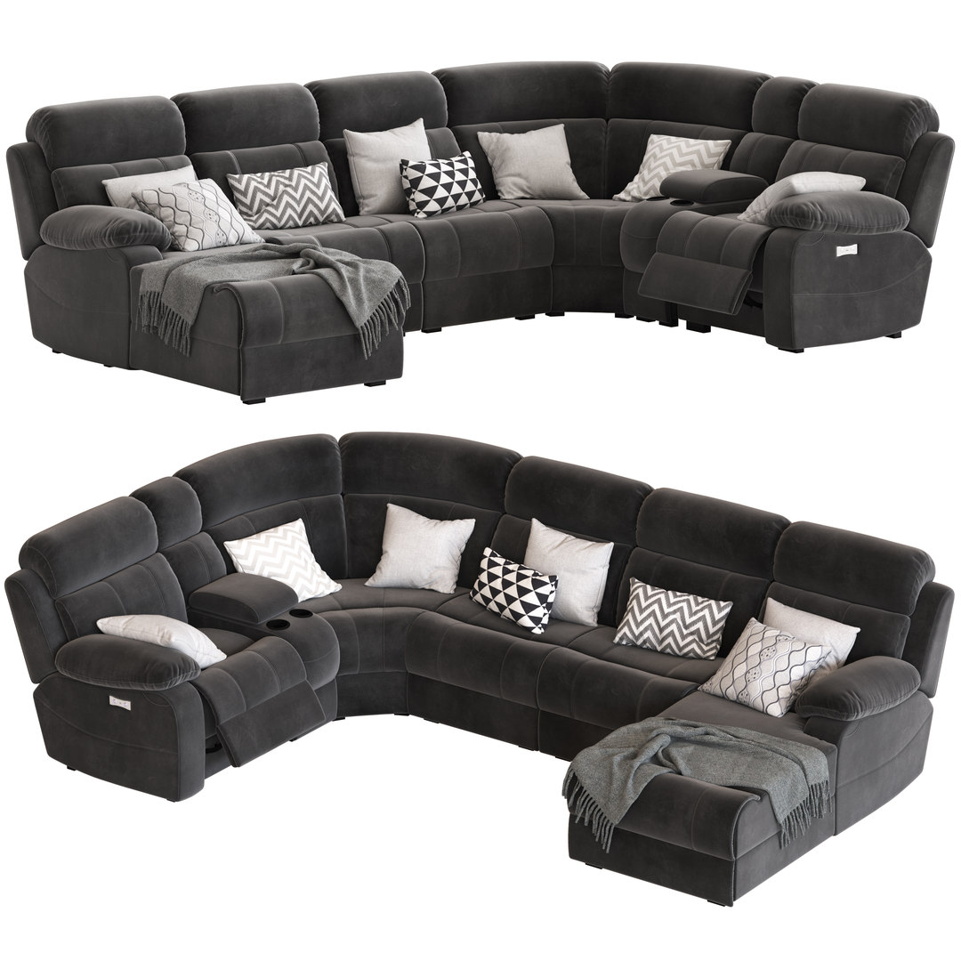 5-seater corner sofa chaise model - TurboSquid 1511740