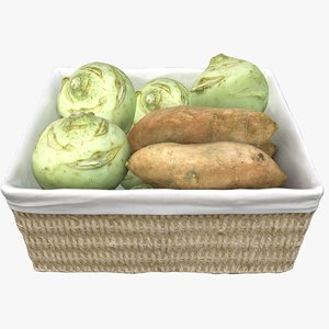 wicker basket cabbage 3D model