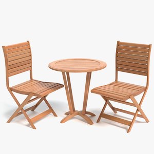 3D model bistro table chairs