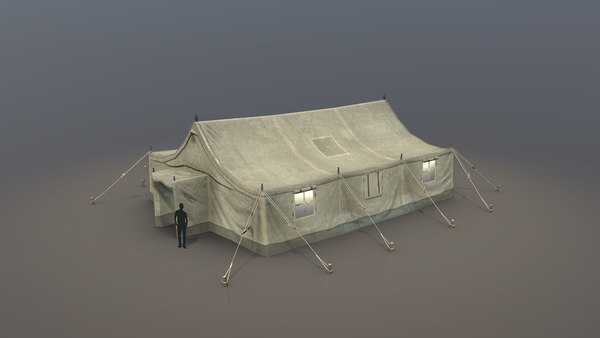 3D military tent 01 desert model