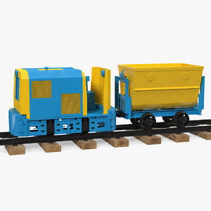 mining locomotive minecart railway 3D model