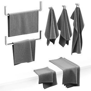 3D kitchen towels gray