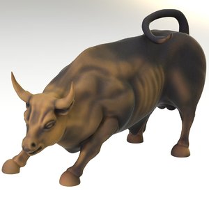 wall street bull statue 3D model