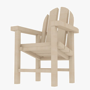 beach wooden chair 3D model