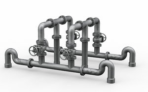 3D industrial pipe assembly model