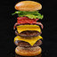double cheeseburger hq burger 3D model