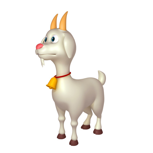 goat cartoon character 3d model