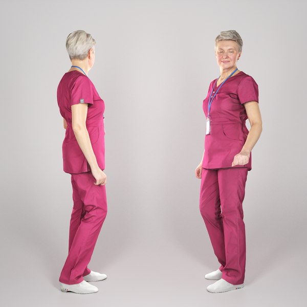 adult woman uniform surgical 3D model