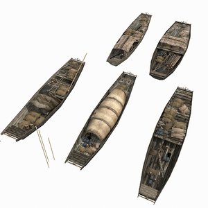 old fishing boats 3D