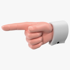 3D cartoon man hand pointing