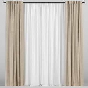 3D curtain tulle brown model