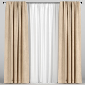 3D tulle brown curtain model
