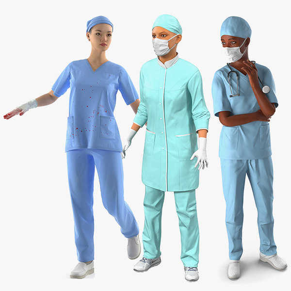3D female doctors 3 rigged
