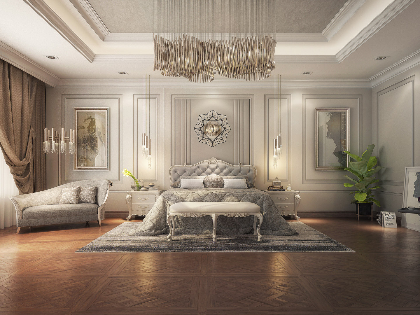 Realistic classic master bedroom design 3D model - TurboSquid 1516392