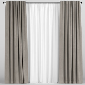 3D tulle brown curtain model