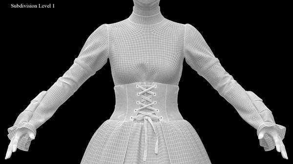 Dress retro velvet 3D model - TurboSquid 1516285