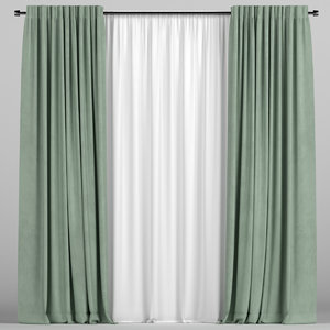 curtain tulle green 3D model