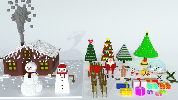 voxel christmas new year 3D model