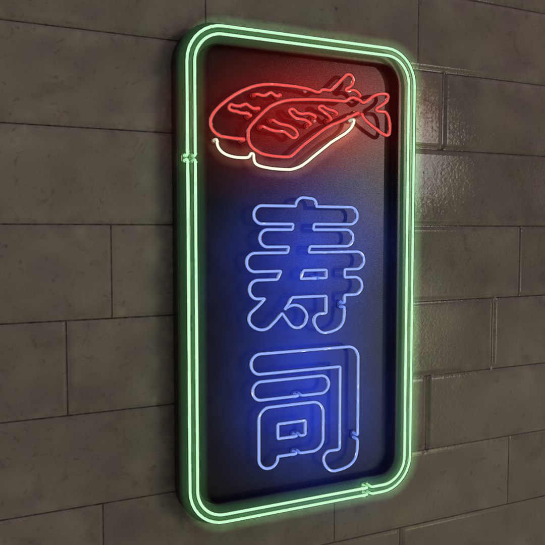 3D model sushi neon sign light - TurboSquid 1518142