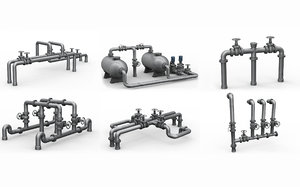 3D industrial pipes assembly pack
