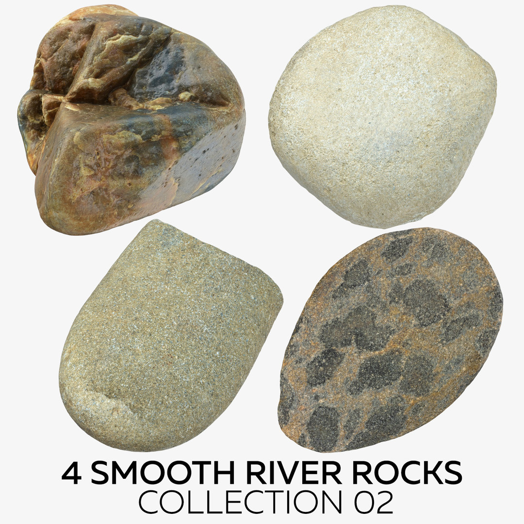 4 smooth river rocks model - TurboSquid 1518357