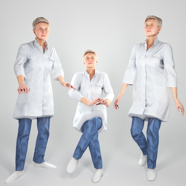3D human woman uniform medical model