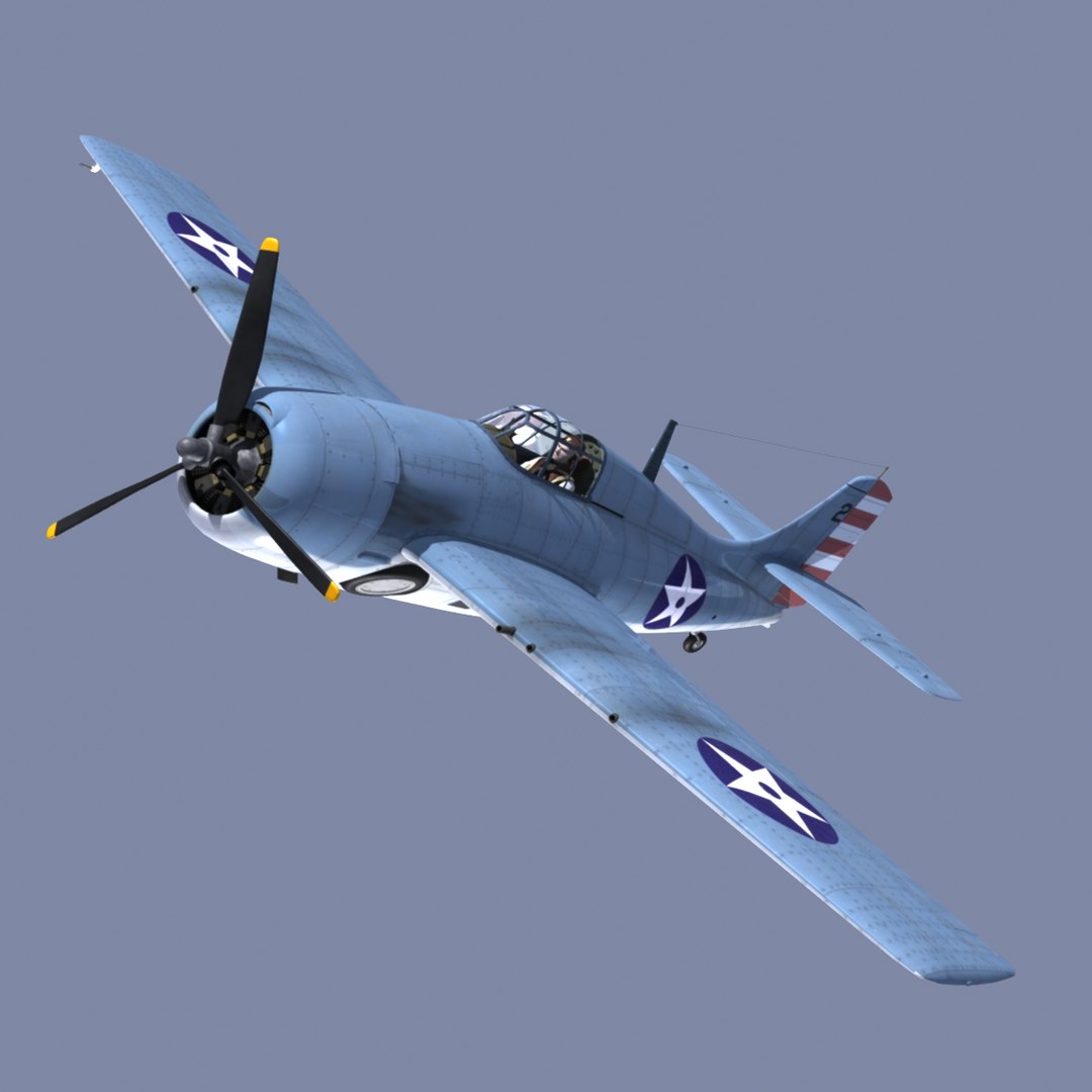 3d max f4f wildcat grumman fighter