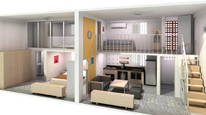 double compact apartment 3D model