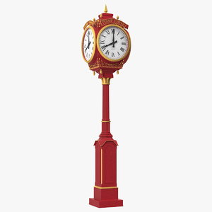 3D model trump tower clock red