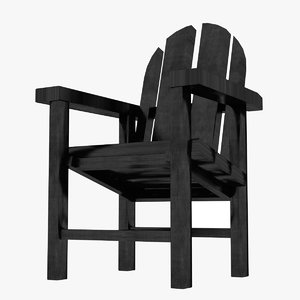 3D model beach wooden chair