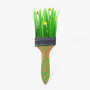 3D stylized grass brush model