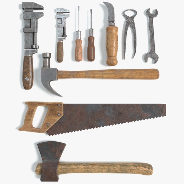 3d Vintage Tools Axe Hammer Model Turbosquid 1519164