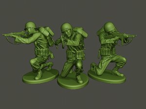 3D american soldier ww2 shooting model