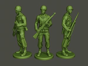 3D american soldier ww2 standguard