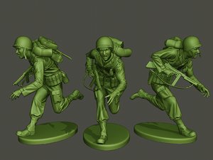 american soldier ww2 run 3D model