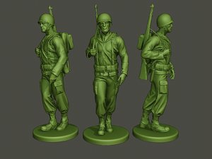 3D american soldier ww2 walking model