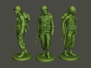 american soldier ww2 walking 3D model