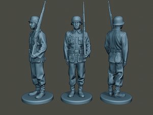 3D german soldier ww2 attention model