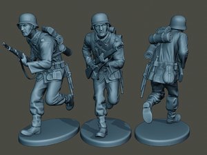 3D german soldier ww2 run