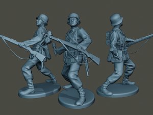 3D german soldier ww2 grenade model