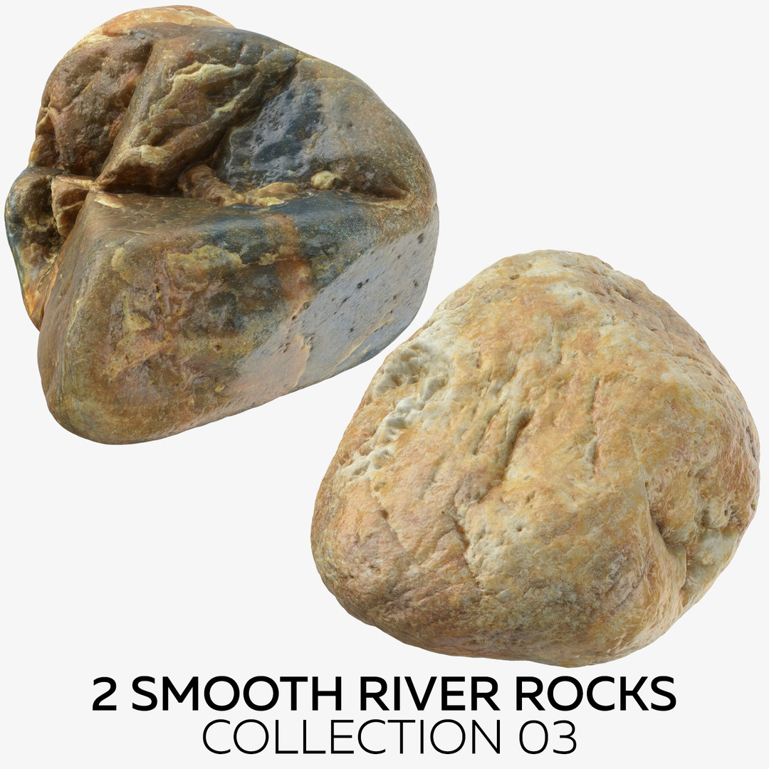 2 smooth river rocks 3D model - TurboSquid 1520497