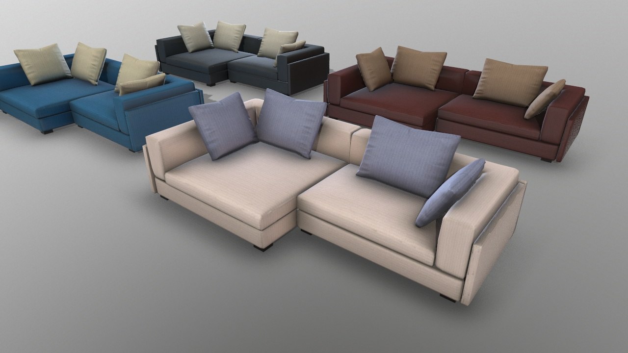 Sectional fabric sofa cushion 3D model TurboSquid 1520761