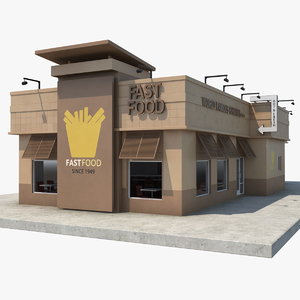 3D fast food restaurant building