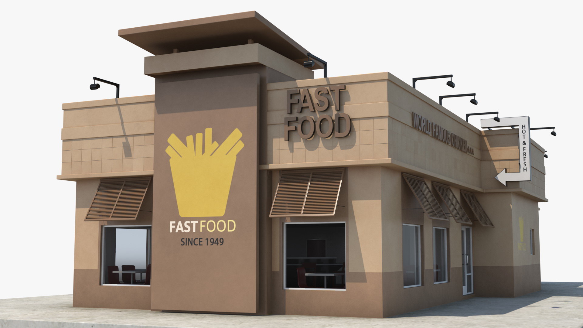 3D fast food restaurant building TurboSquid 1521238