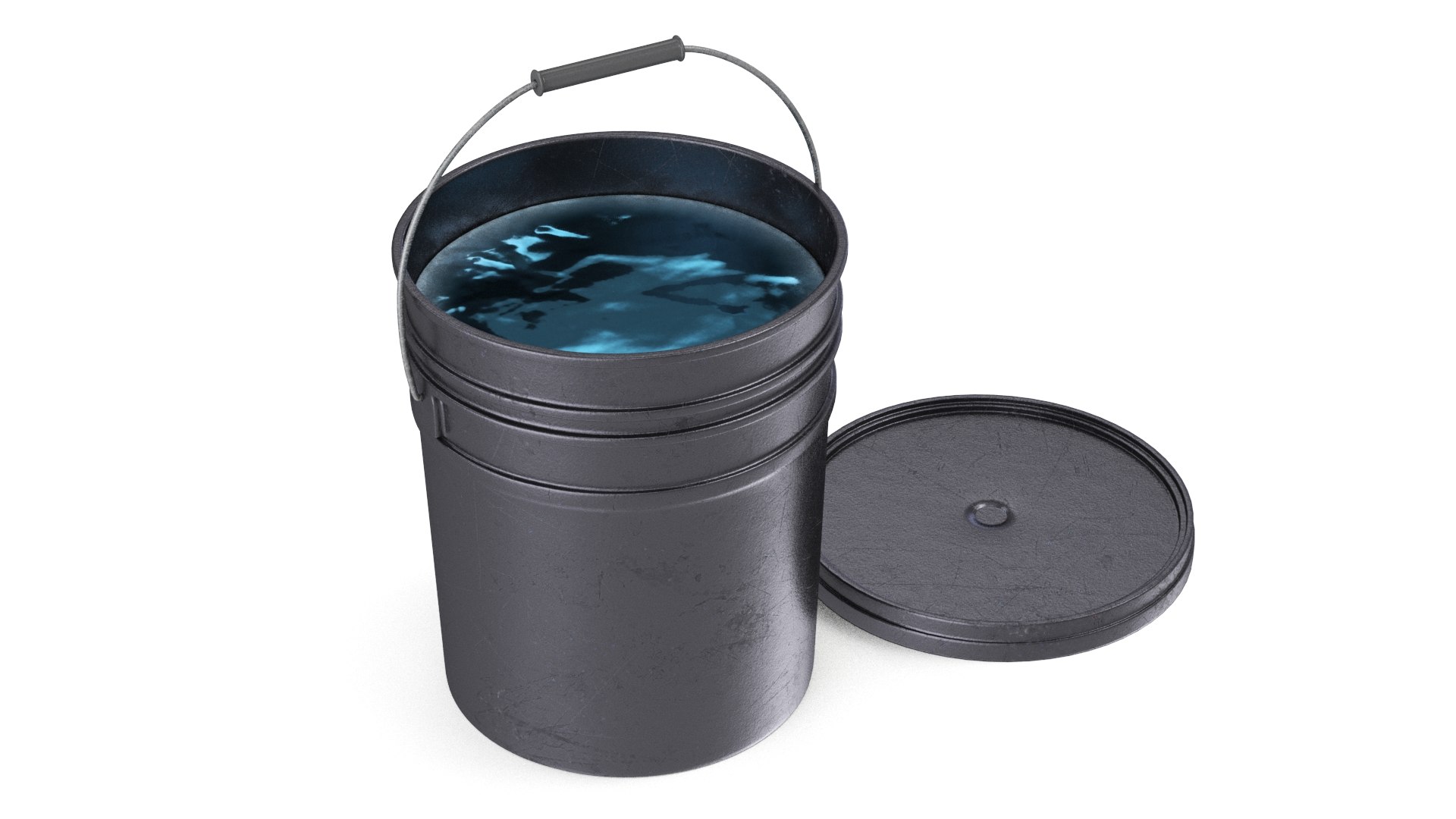steel bucket with water3d模型